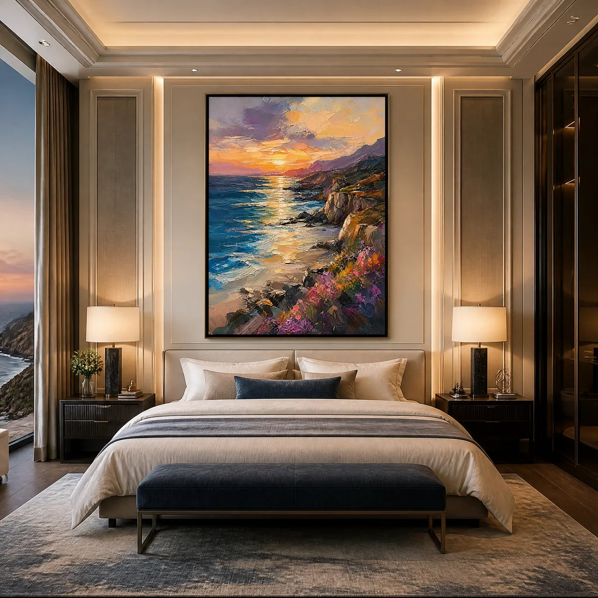 SUNSET CLIFFS: Sunset Coastal Cliffs Painting