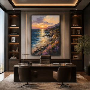 SUNSET CLIFFS: Sunset Coastal Cliffs Painting