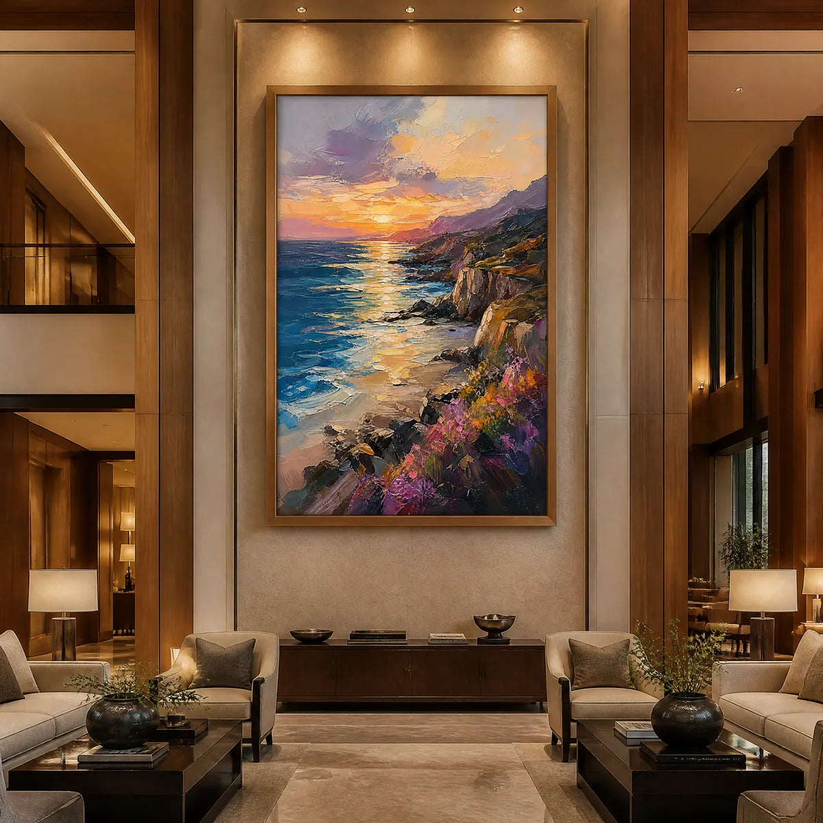 GOLDEN HORIZON displayed in a refined hotel lobby.