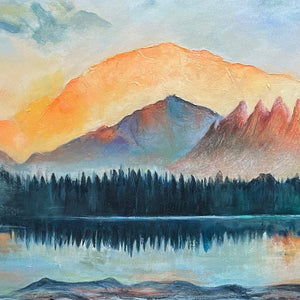 SUNSET SERENITY PANORAMIC- Landscape Painting, Panoramic Wall Art, Watercolor Decor