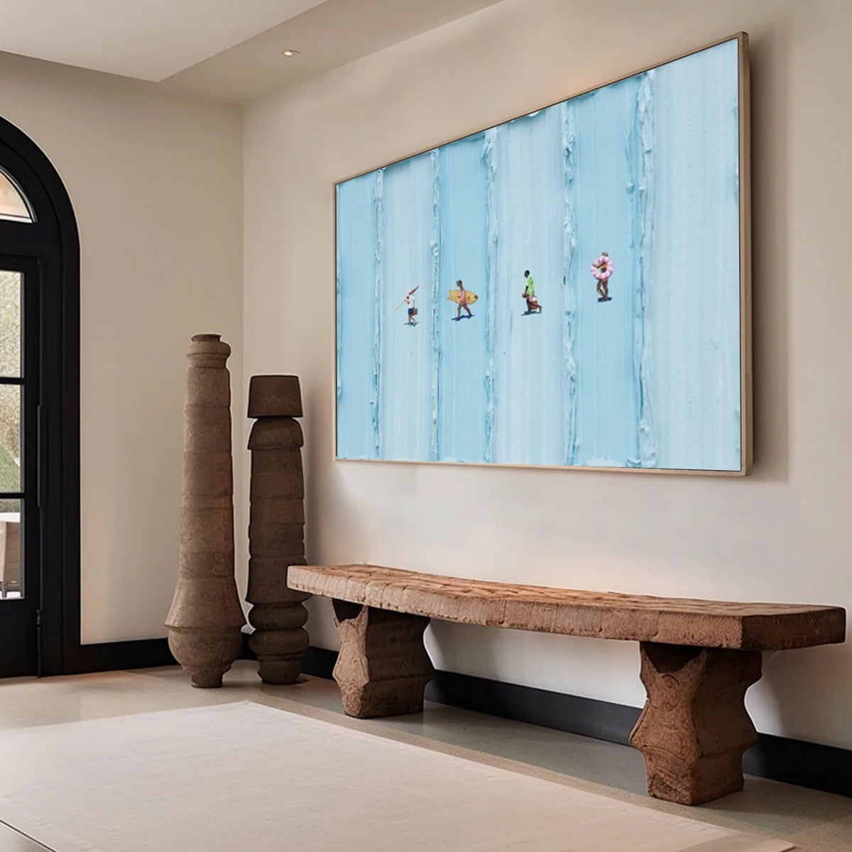 SURF STRIPES: Minimalist Beach Impasto Painting