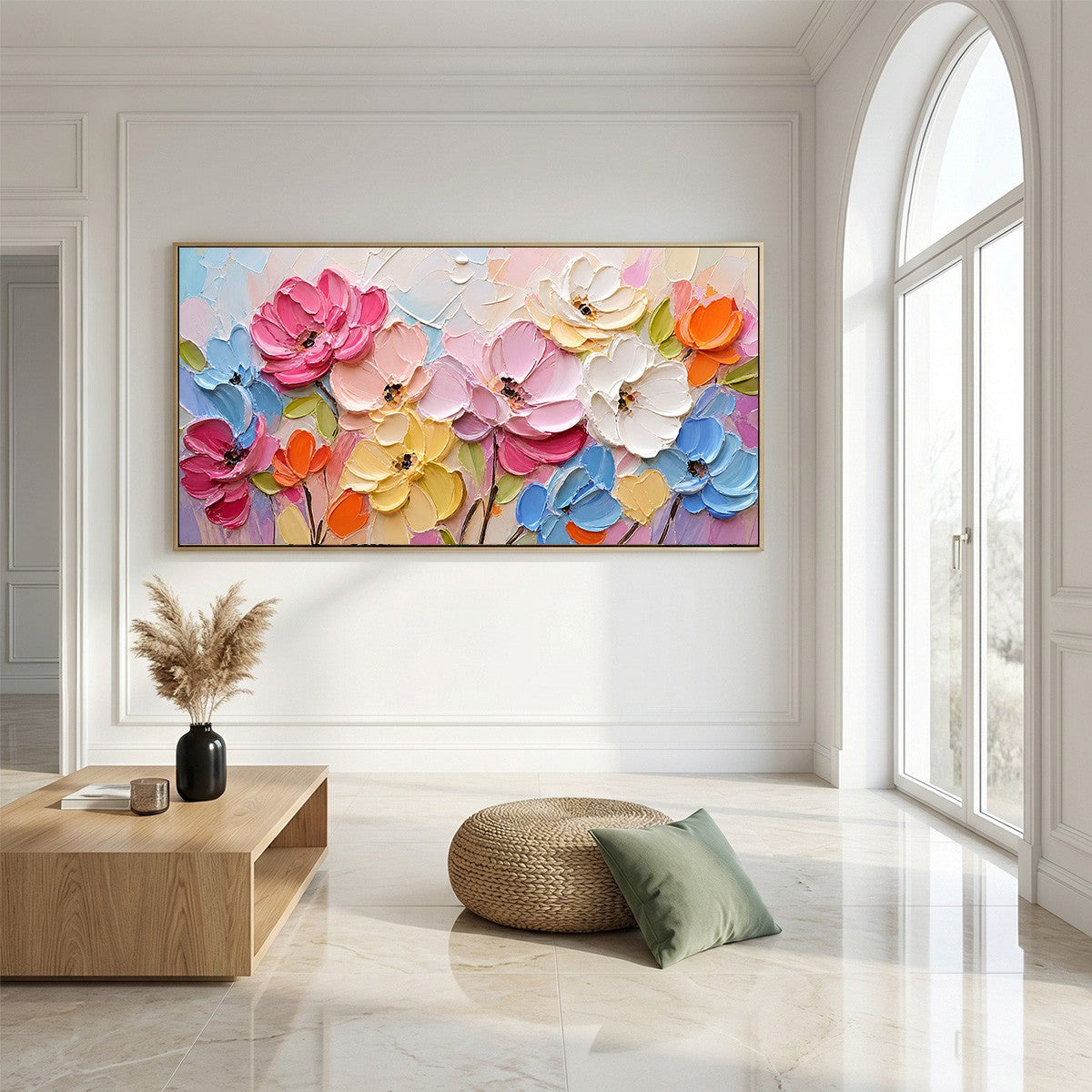 SYMPHONY IN BLOOM: Colorful Impasto Floral Palette Knife Painting