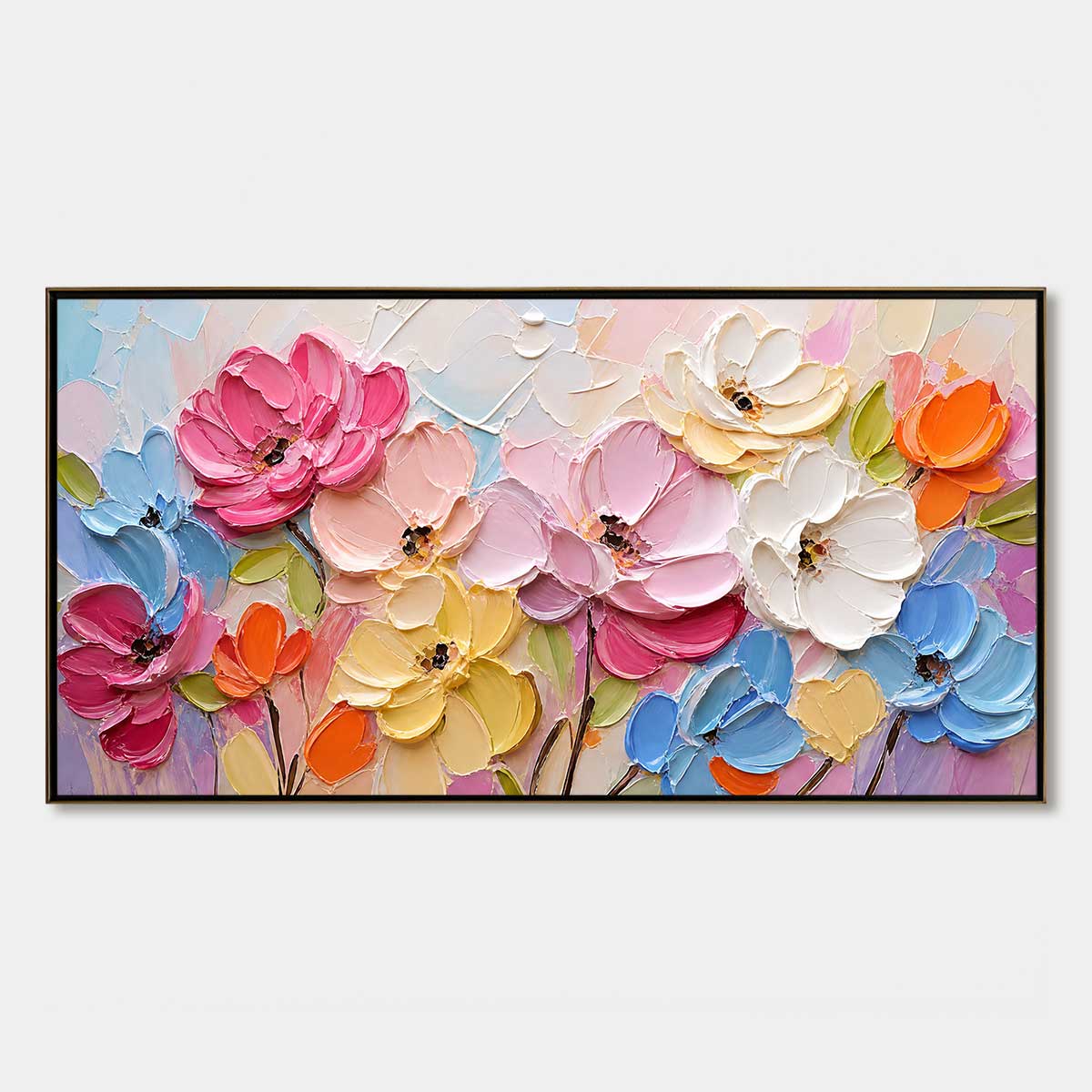 SYMPHONY IN BLOOM: Colorful Impasto Floral Palette Knife Painting