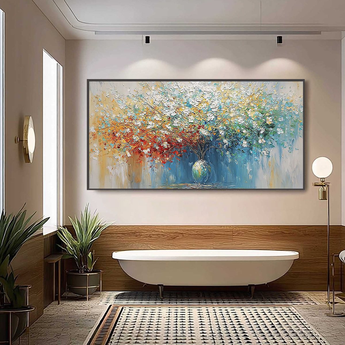 SYMPHONY IN BLOOM: Vibrant Textured Palette Knife Floral Painting