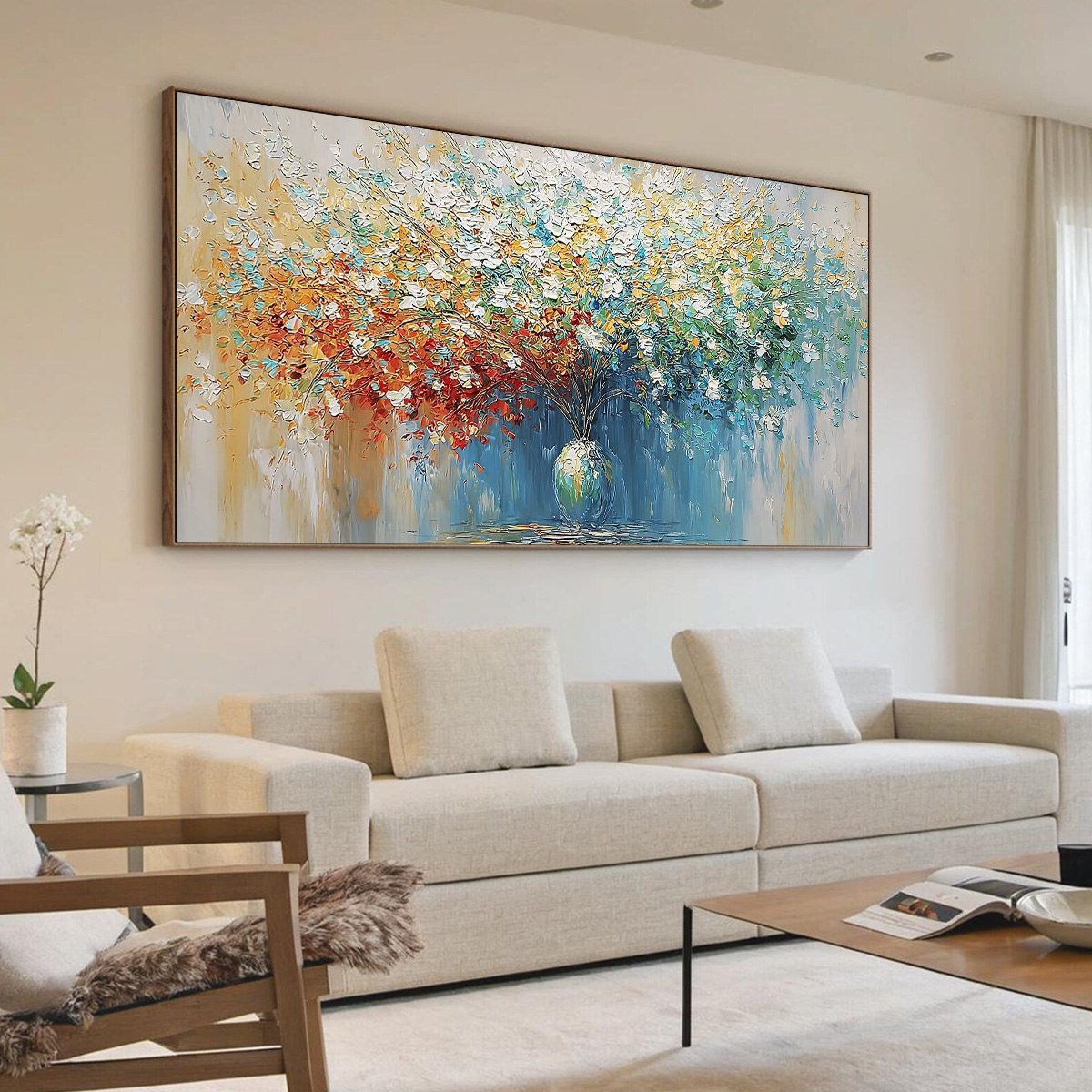 SYMPHONY IN BLOOM: Vibrant Textured Palette Knife Floral Painting