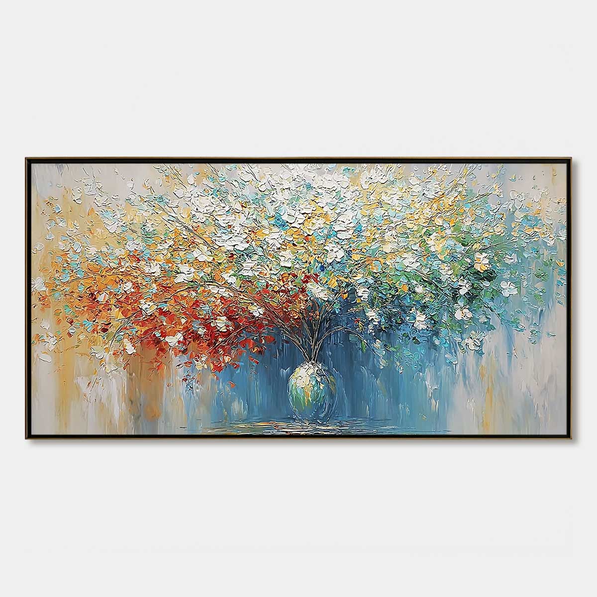 SYMPHONY IN BLOOM: Vibrant Textured Palette Knife Floral Painting