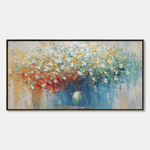 SYMPHONY IN BLOOM: Vibrant Textured Palette Knife Floral Painting