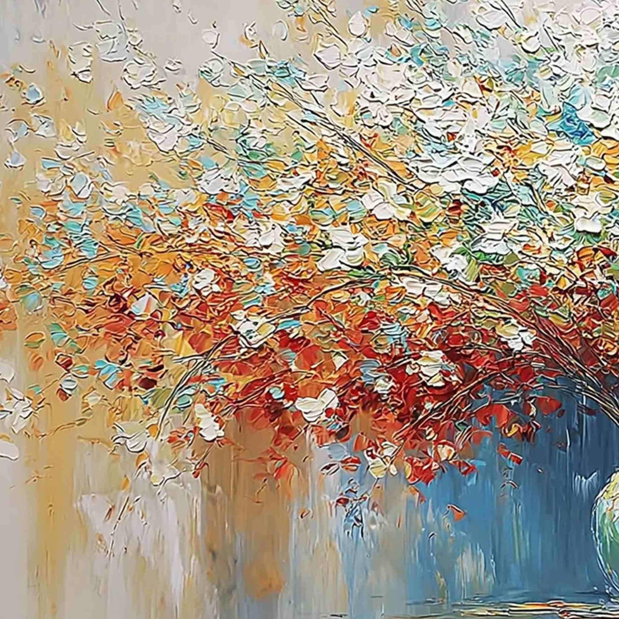 SYMPHONY IN BLOOM: Vibrant Textured Palette Knife Floral Painting