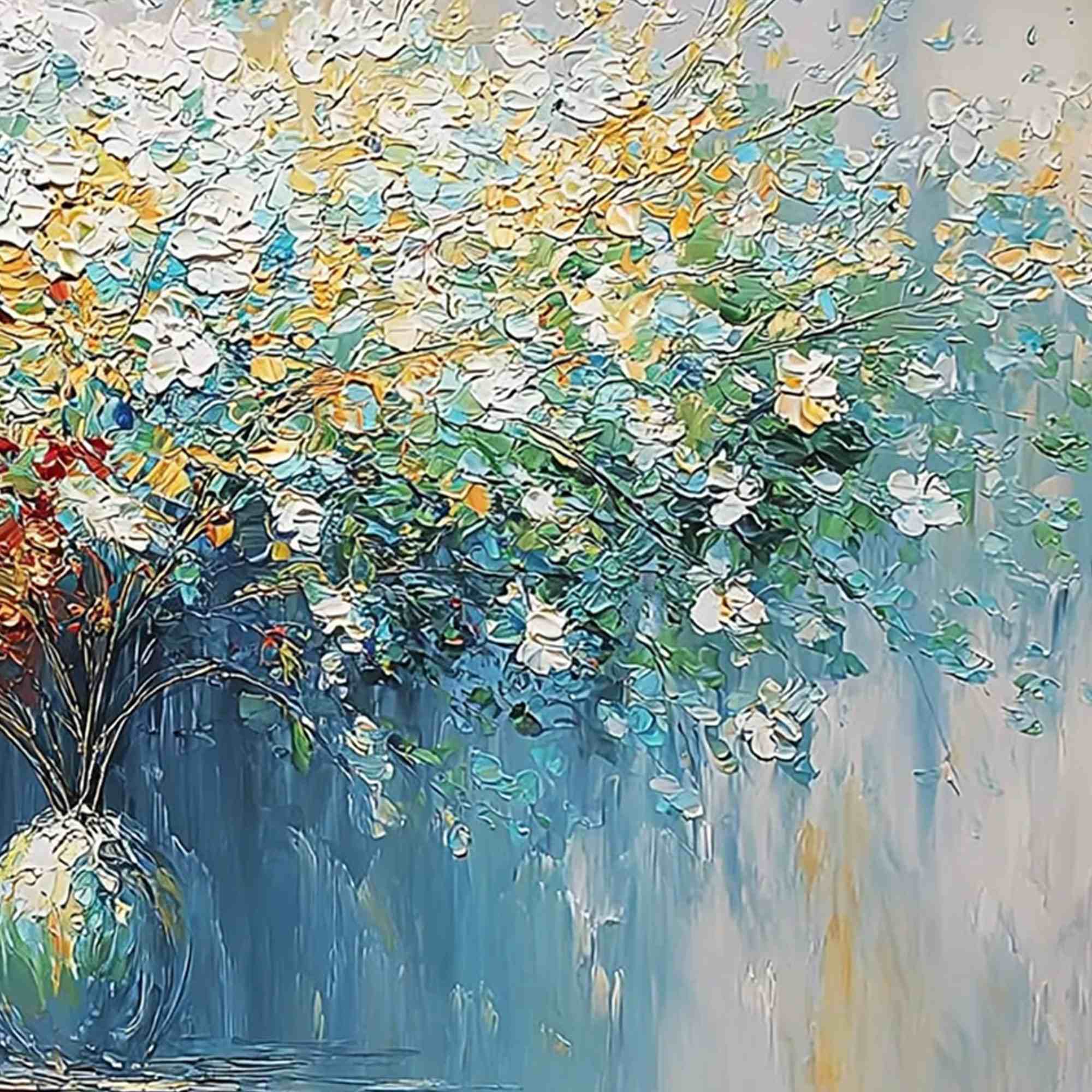 SYMPHONY IN BLOOM: Vibrant Textured Palette Knife Floral Painting