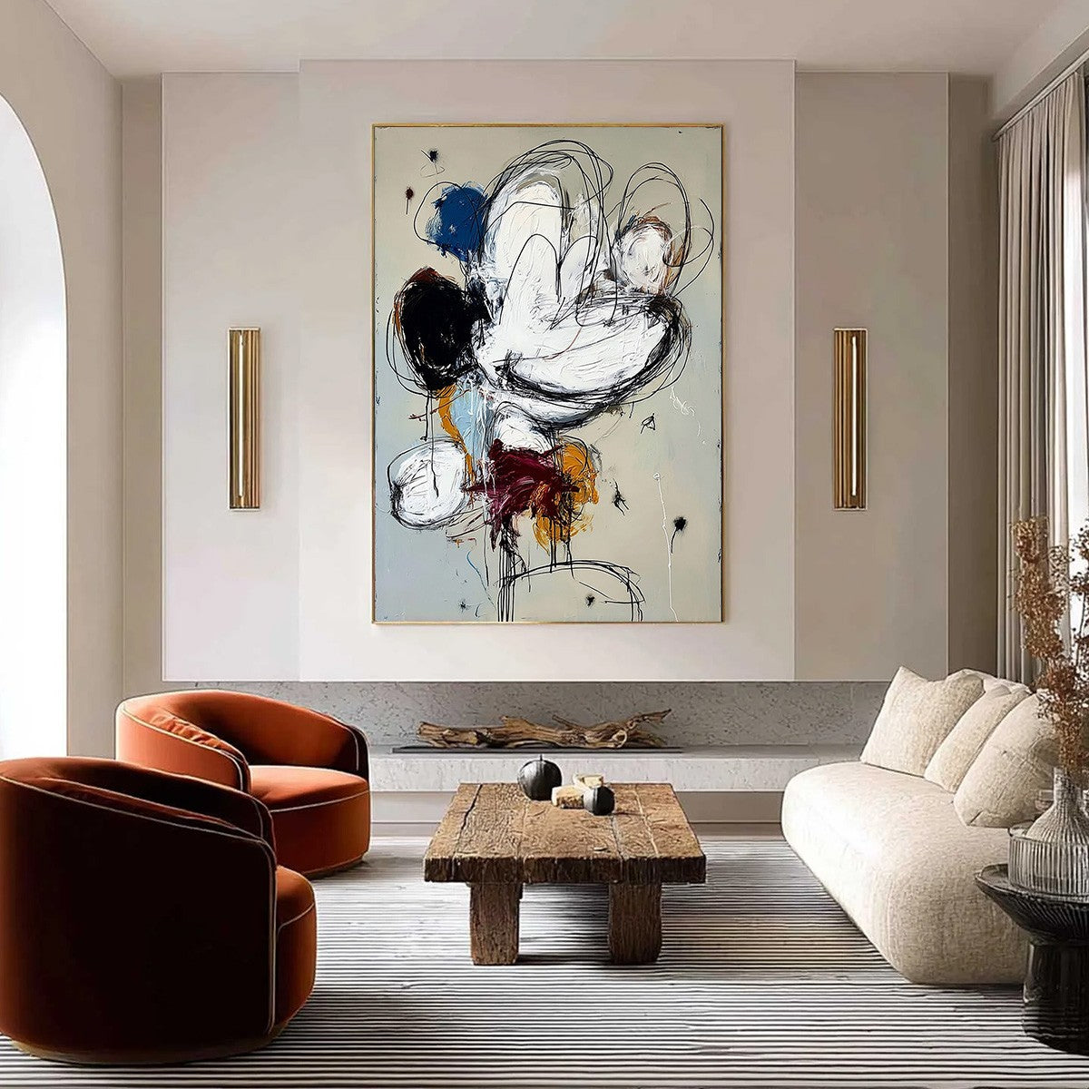 SYNCOPATION: Large Vertical Abstract Painting with Dynamic Lines