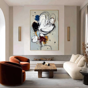 SYNCOPATION: Large Vertical Abstract Painting with Dynamic Lines
