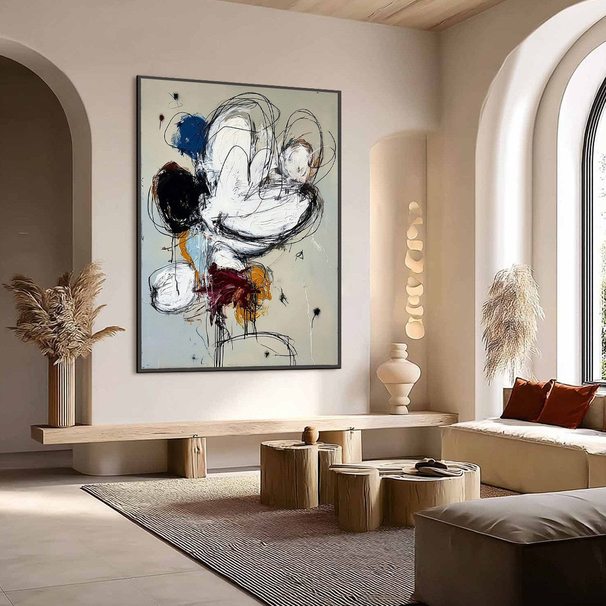 SYNCOPATION: Large Vertical Abstract Painting with Dynamic Lines