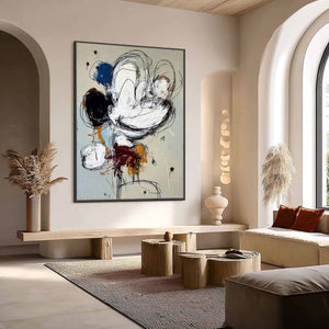SYNCOPATION: Large Vertical Abstract Painting with Dynamic Lines