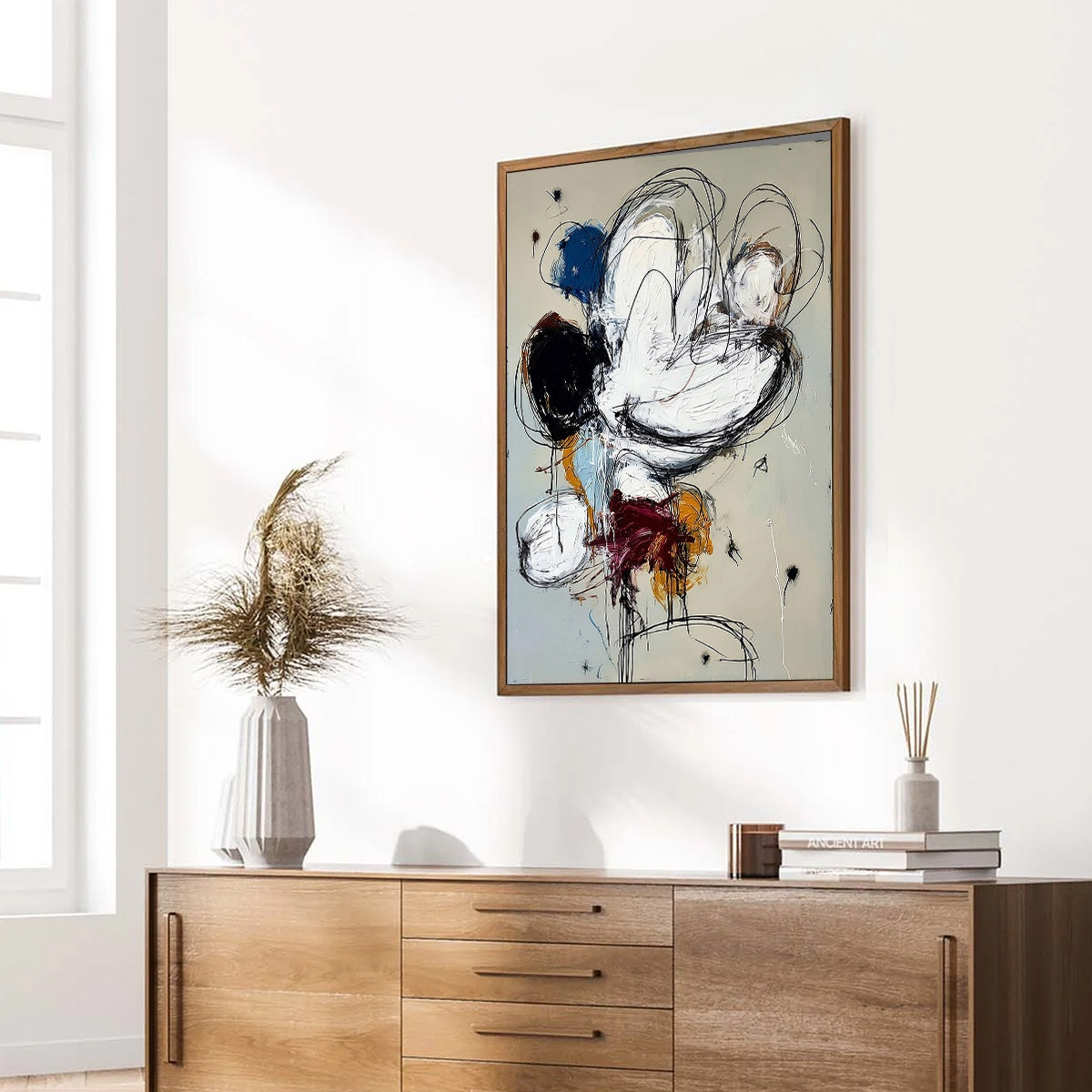 SYNCOPATION: Large Vertical Abstract Painting with Dynamic Lines
