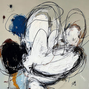 SYNCOPATION: Large Vertical Abstract Painting with Dynamic Lines
