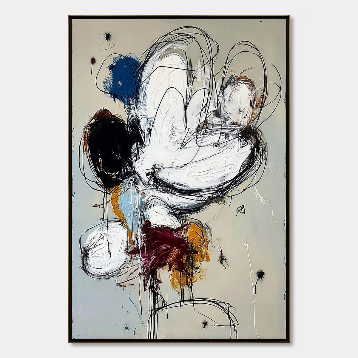 SYNCOPATION: Large Vertical Abstract Painting with Dynamic Lines