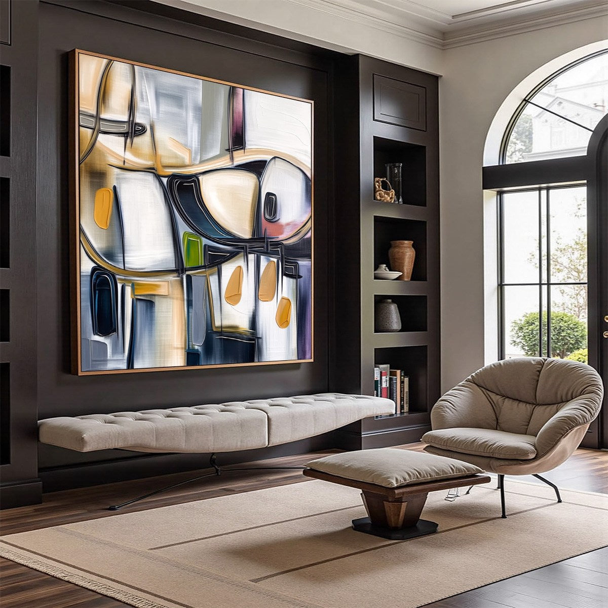 SYNCOPATION: Modern Abstract Square Painting with Textured Accents