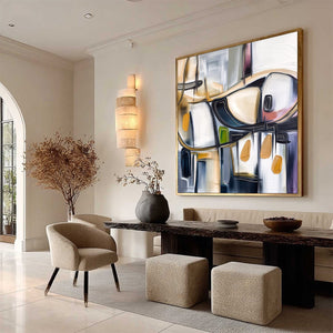 SYNCOPATION: Modern Abstract Square Painting with Textured Accents