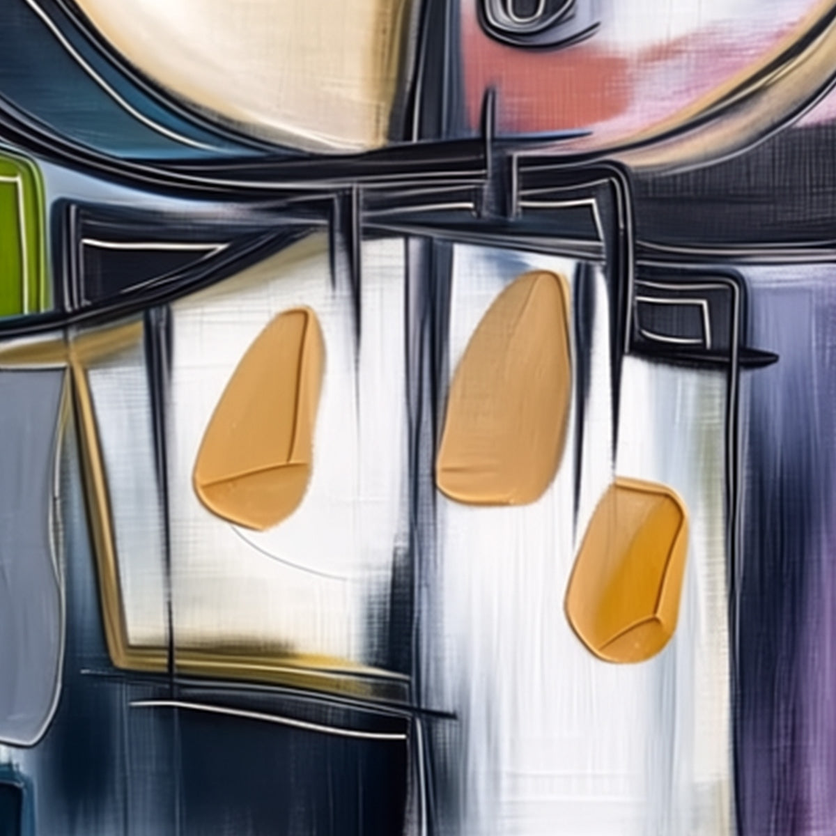 SYNCOPATION: Modern Abstract Square Painting with Textured Accents