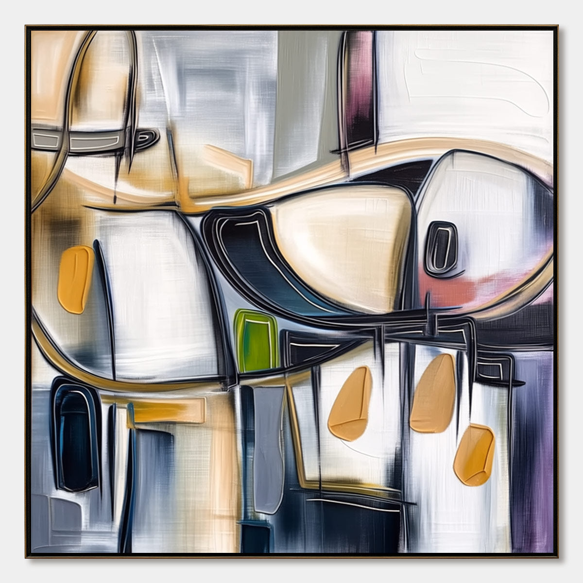 SYNCOPATION: Modern Abstract Square Painting with Textured Accents