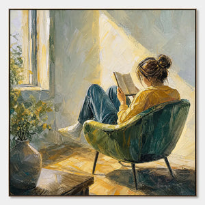 Sunlit Reading hand-painted artwork