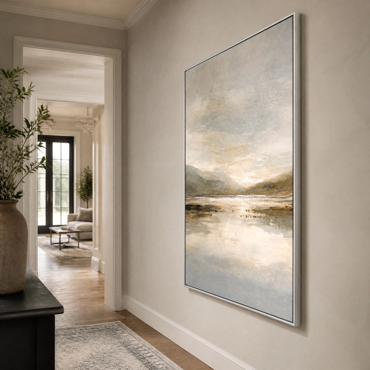 Silver Estuary in a refined entry hall with silver frame
