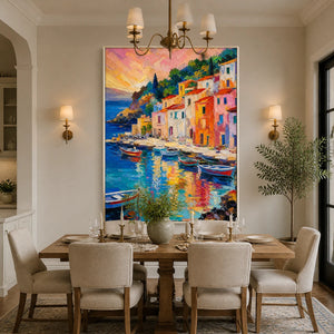 Harbor Kaleidoscope in a refined dining room with white frame