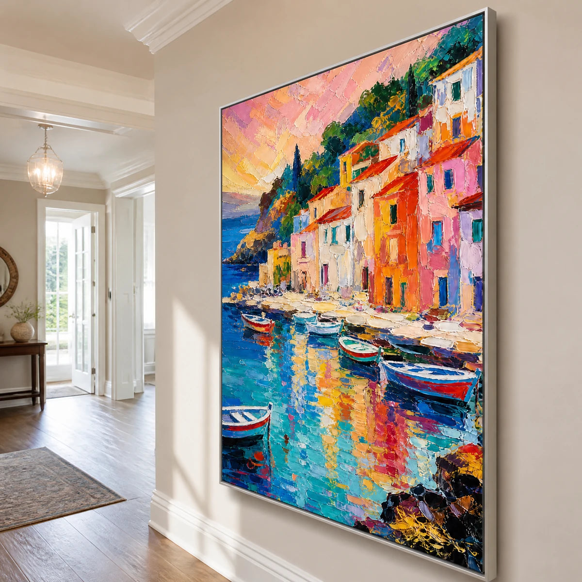 Harbor Kaleidoscope in a refined entry hall with silver frame