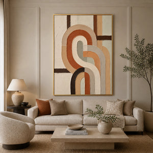 Earthen Loops in a refined living room with gold frame