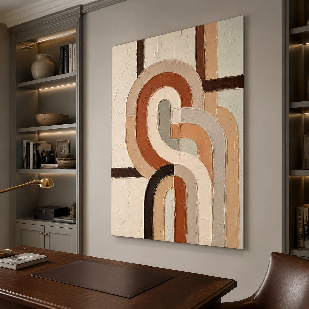 Earthen Loops in a refined office, frameless