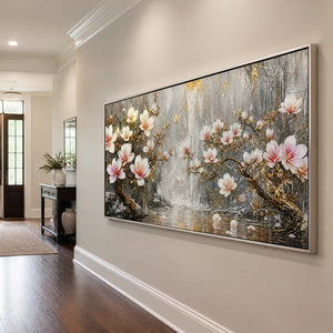 Magnolia Horizon in a refined entry hall with silver frame