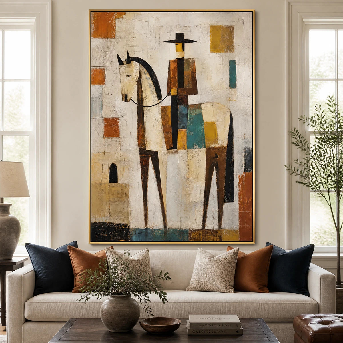 Towered Companion in a refined living room with gold frame