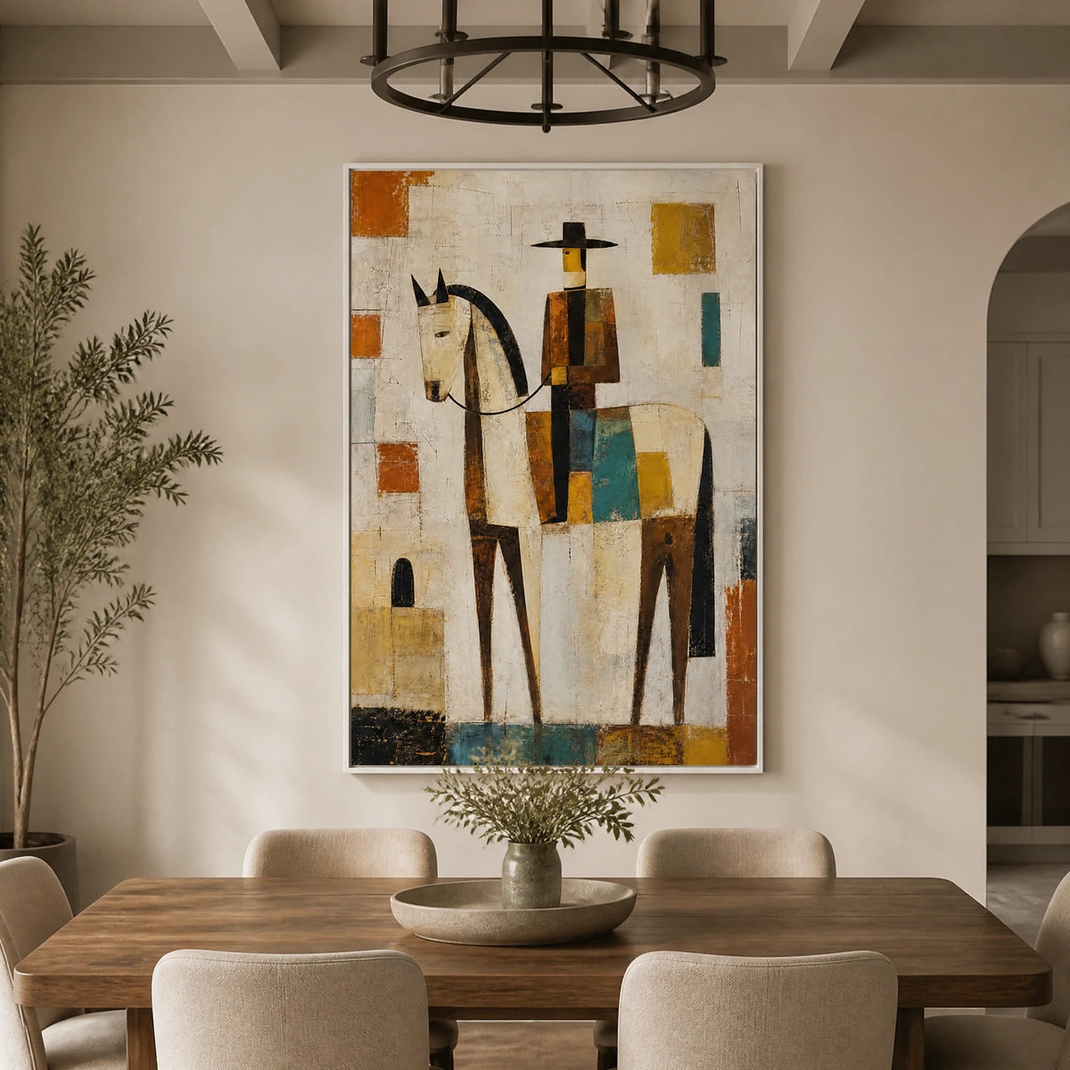 Towered Companion in a refined dining room with white frame