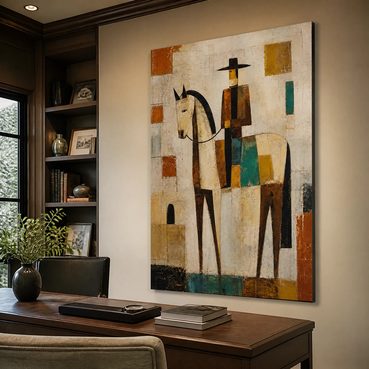 Towered Companion in a refined office, frameless