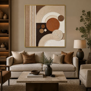Circular Terrain in a refined living room with gold frame
