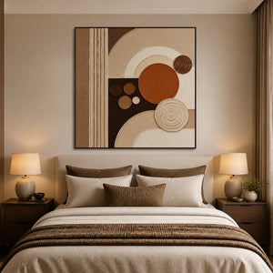 Circular Terrain in a refined bedroom with black frame