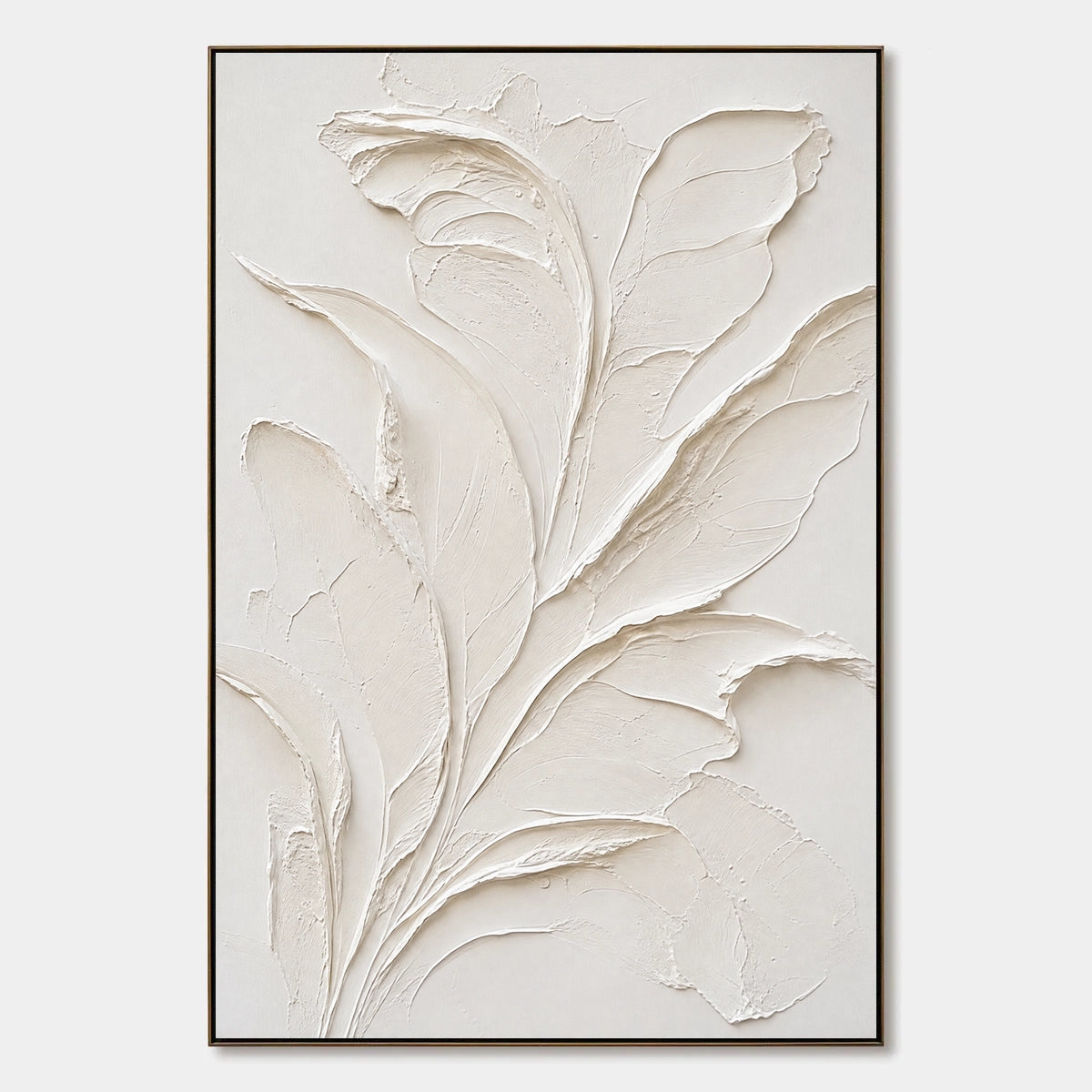 Ivory Botanical Relief hand-painted artwork