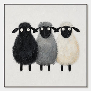 Woolly Trio hand-painted artwork