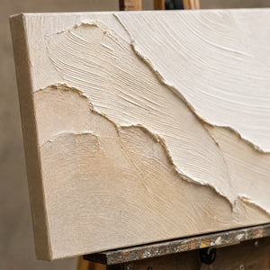 Close-up detail of Sandstone Tide showing hand-painted texture and part of the frame