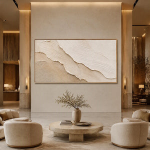 Sandstone Tide in a refined hotel interior with wood frame