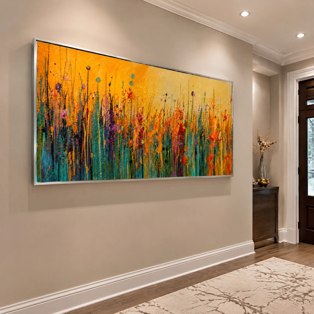 Meadow Embers in a refined entry hall with silver frame