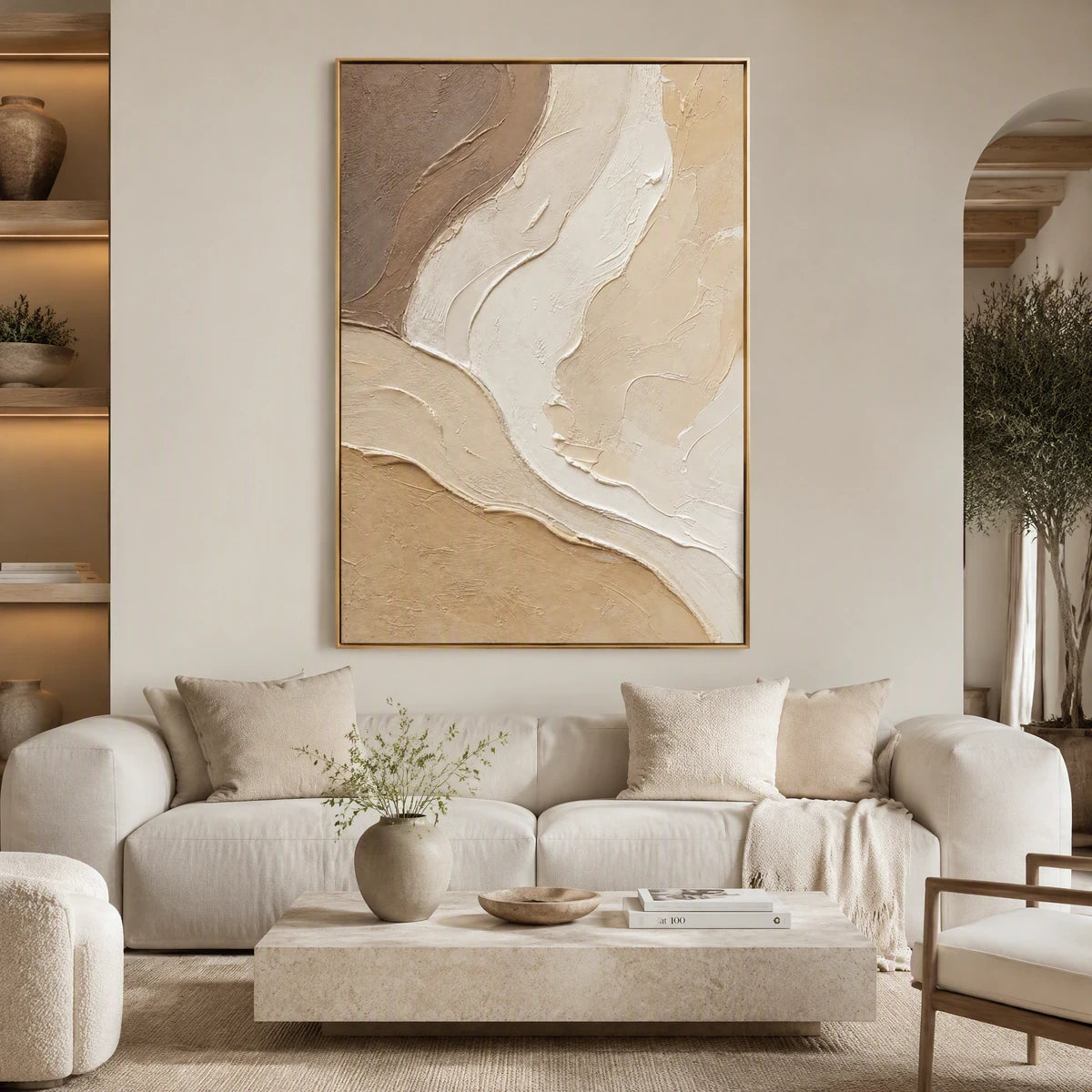 Drifting Strata in a refined living room with gold frame