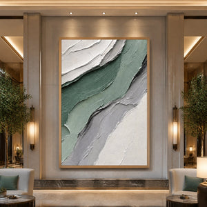Jade Strata in a refined hotel interior with wood frame