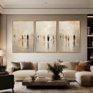Distant Gathering in a refined living room with gold frame