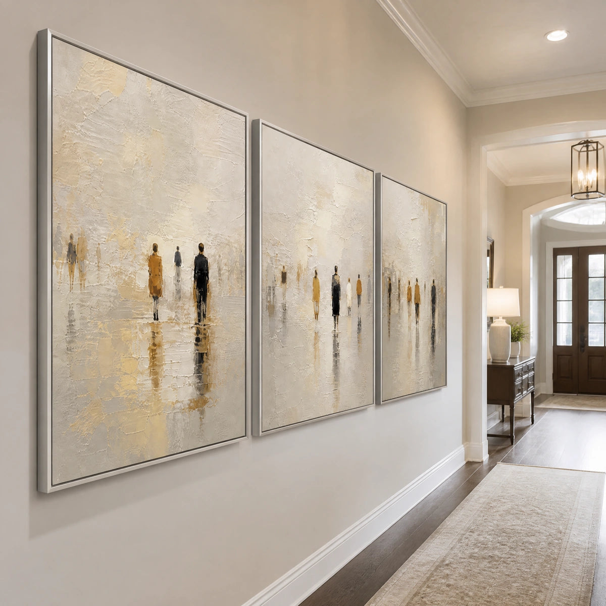 Distant Gathering in a refined entry hall with silver frame