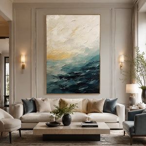 Deep Water Rise in a refined living room with gold frame