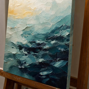 Close-up detail of Deep Water Rise showing hand-painted texture and part of the frame