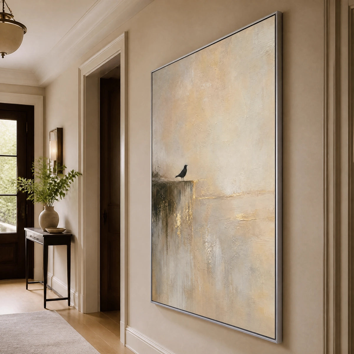 Edge Of Stillness in a refined entry hall with silver frame
