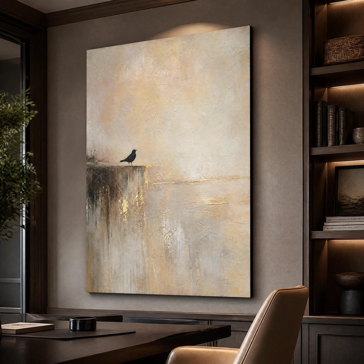 Edge Of Stillness in a refined office, frameless
