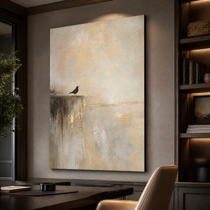 Edge Of Stillness in a refined office, frameless